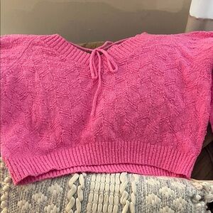 Altar'd State V-Neck Sweater in Bright Pink